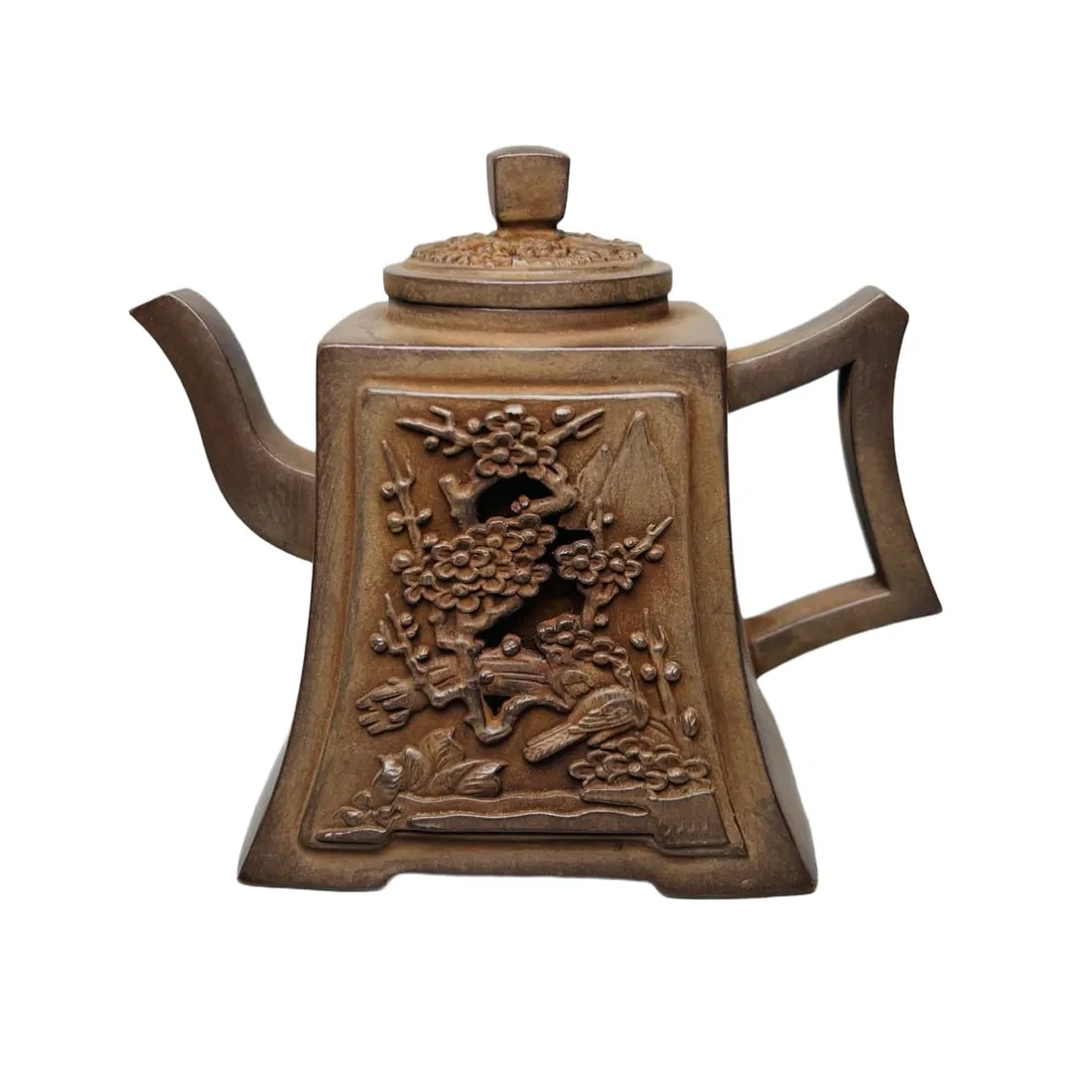 Old purple clay teapot