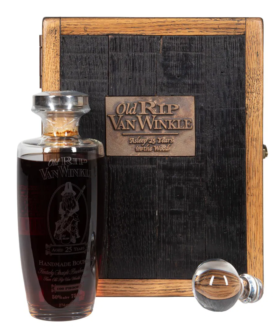 Old Rip Van Winkle 25 Year Kentucky Straight Bourbon Whiskey in Glencairn Crystal Studio Decanter