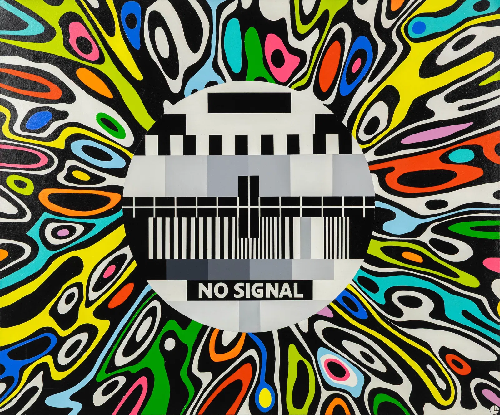 Olivier Ameye (1973) 'No Signal', acrylic on canvas (2017).