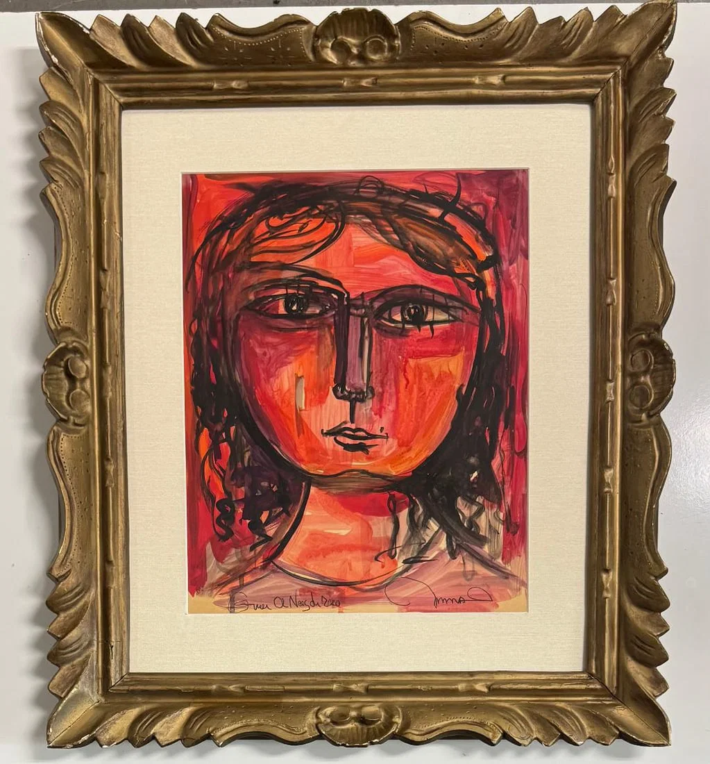 Omar El-Nagdi (Attributed) Watercolor on Paper Art: 11" x 13" Fr: 19" x 22"