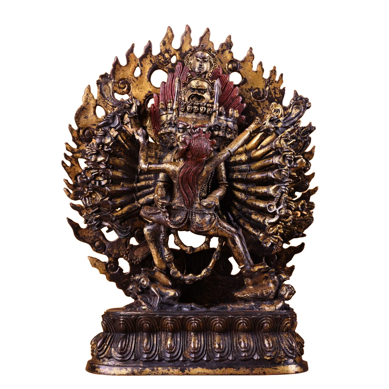 One statue of a large copper Vajradhara Buddha.
