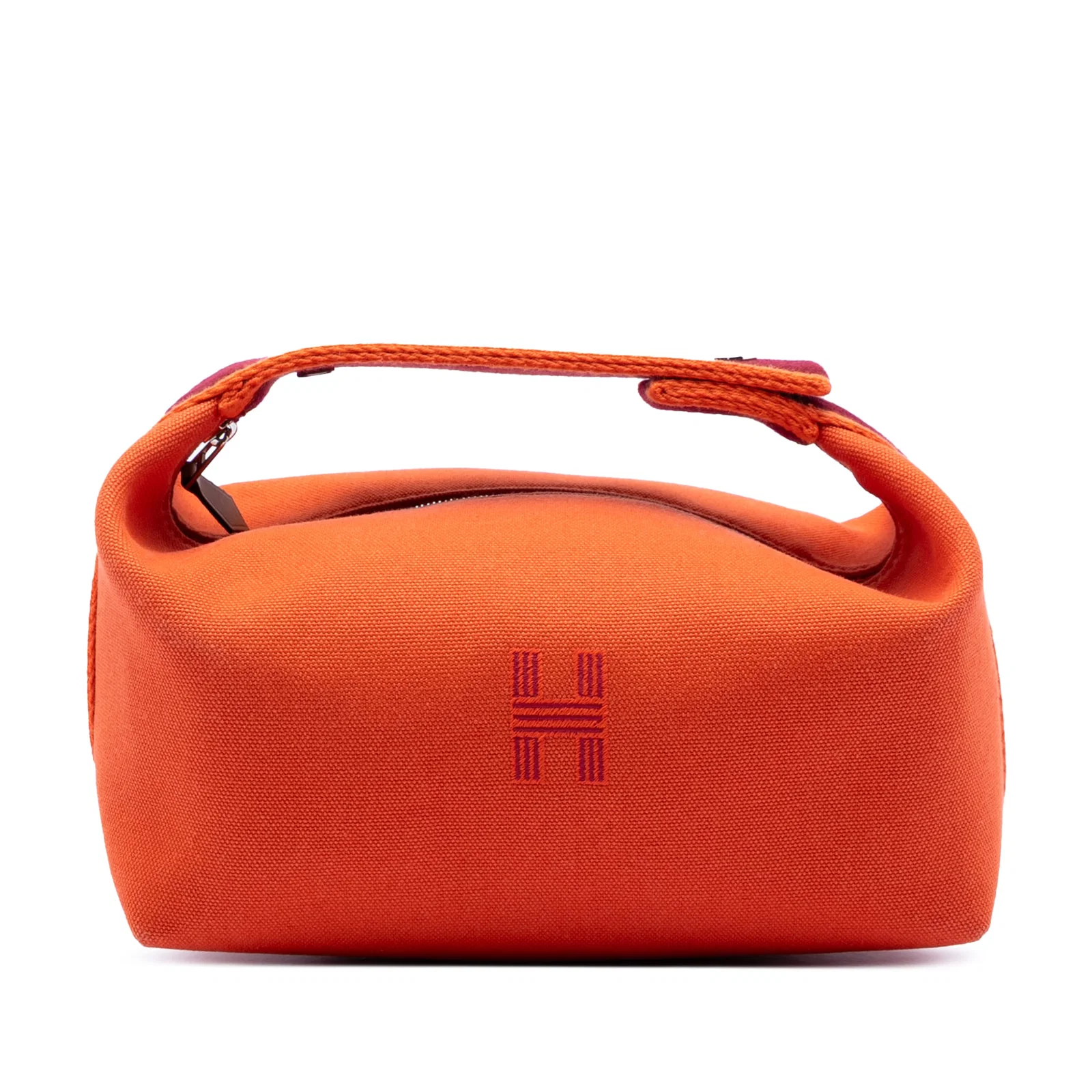 Orange Canvas Bride-A-Brac Pouch by Hermes with Top Zip Closure