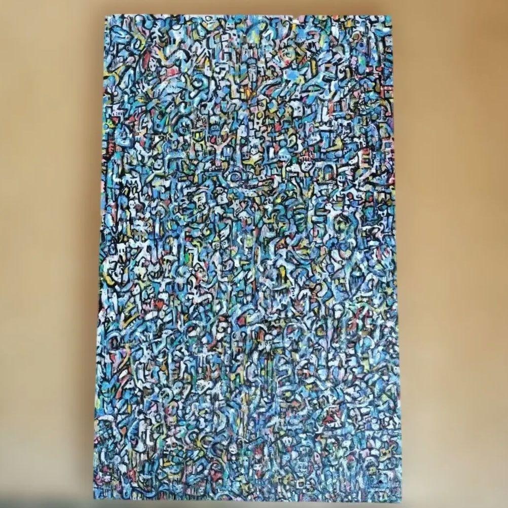 Original painting with overwhelming presence. Large oil on canvas.