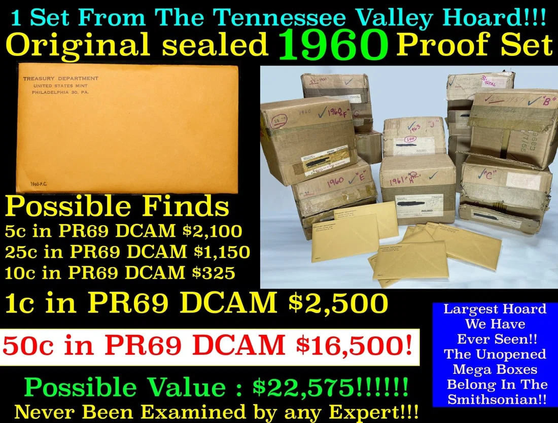 Original sealed 1960 United States Mint Proof Set Tennessee Valley Hoard