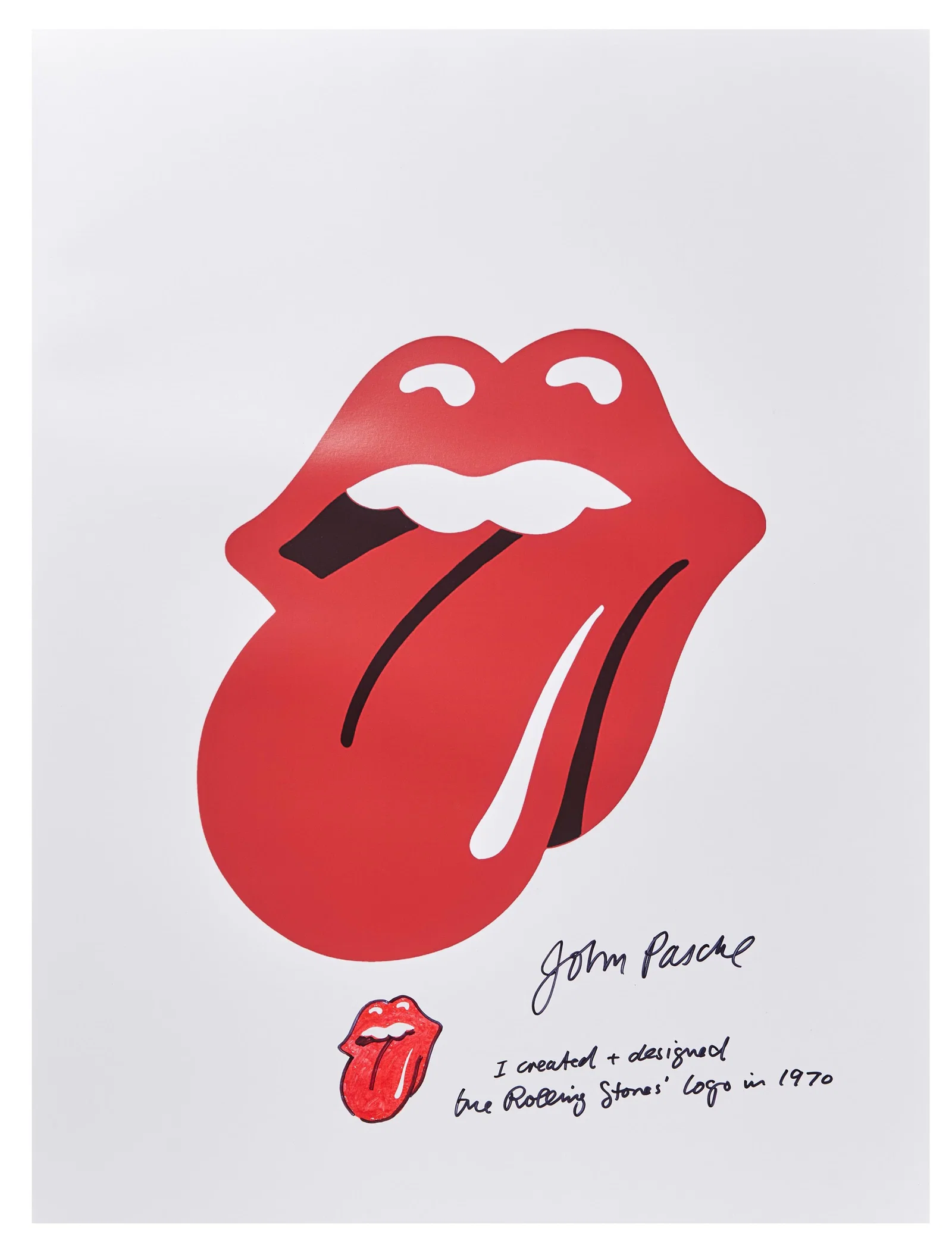 Original "Tongue and Lips" Signed Art by The Rolling Stones' Logo Creator John Pasche