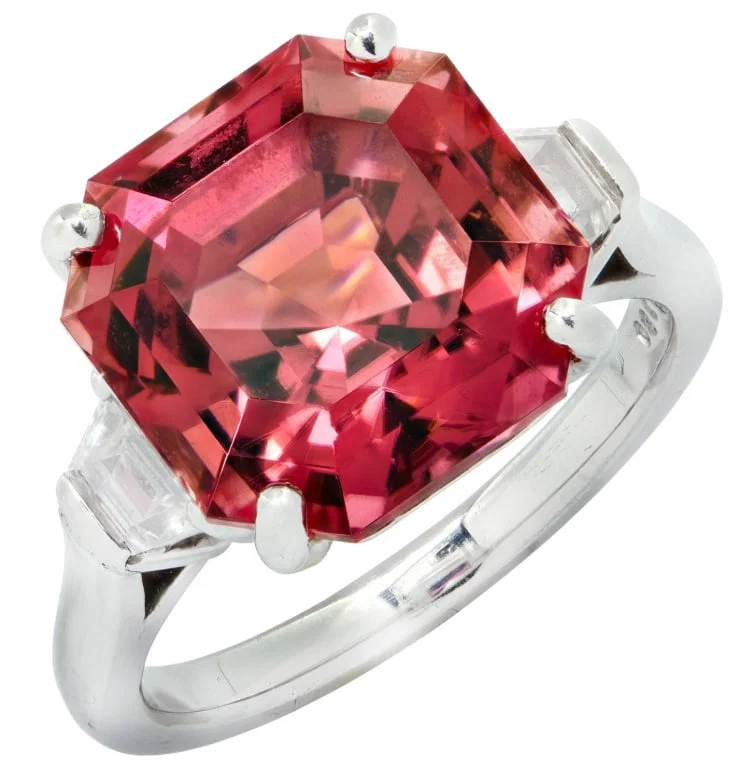 Oscar Heyman 9.8 Carat Rubelite & Diamond Ring