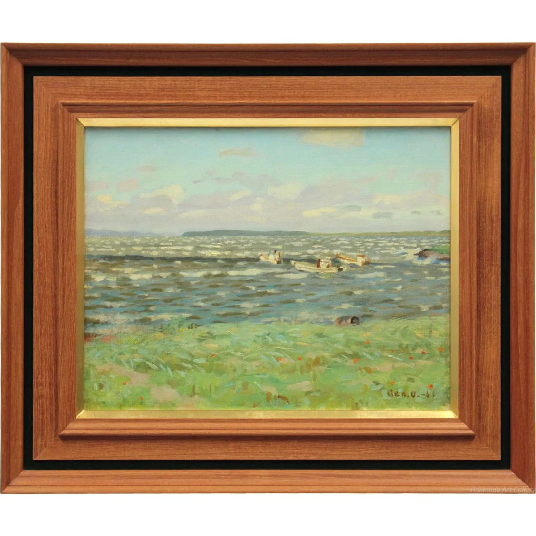 Otsuki Genji, "FUro no Saromako" (Waves on Lake Saroma), oil painting.