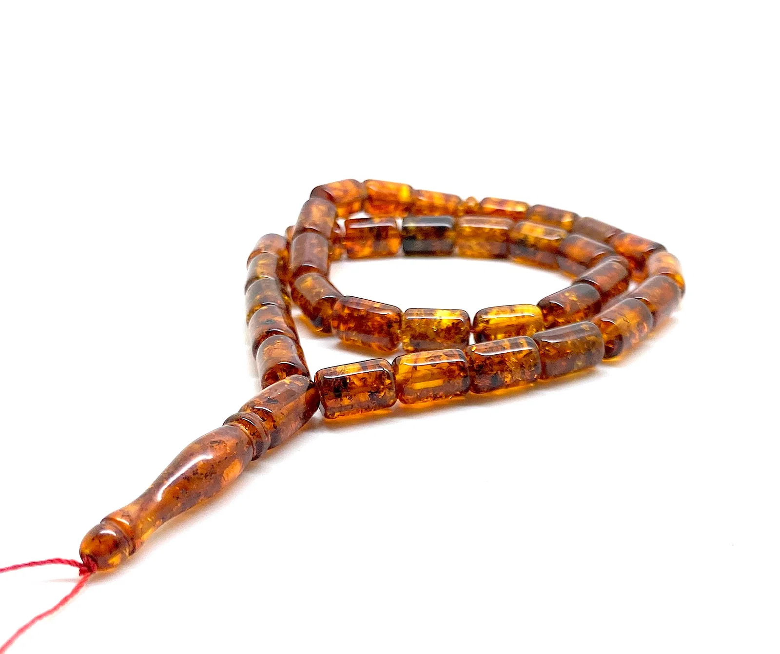 Outstanding Unique Antique Amber Tesbih made from Barrel shaped Amber beads