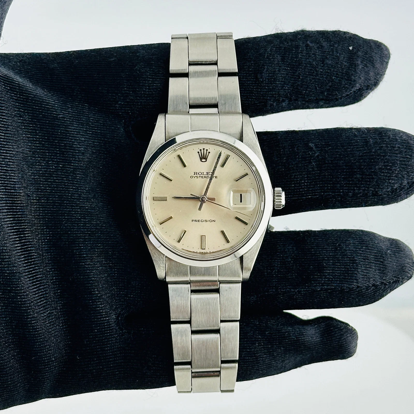 Oysterdate Precision Mens Watch Silver Dial Oyster Folded Ref 6694