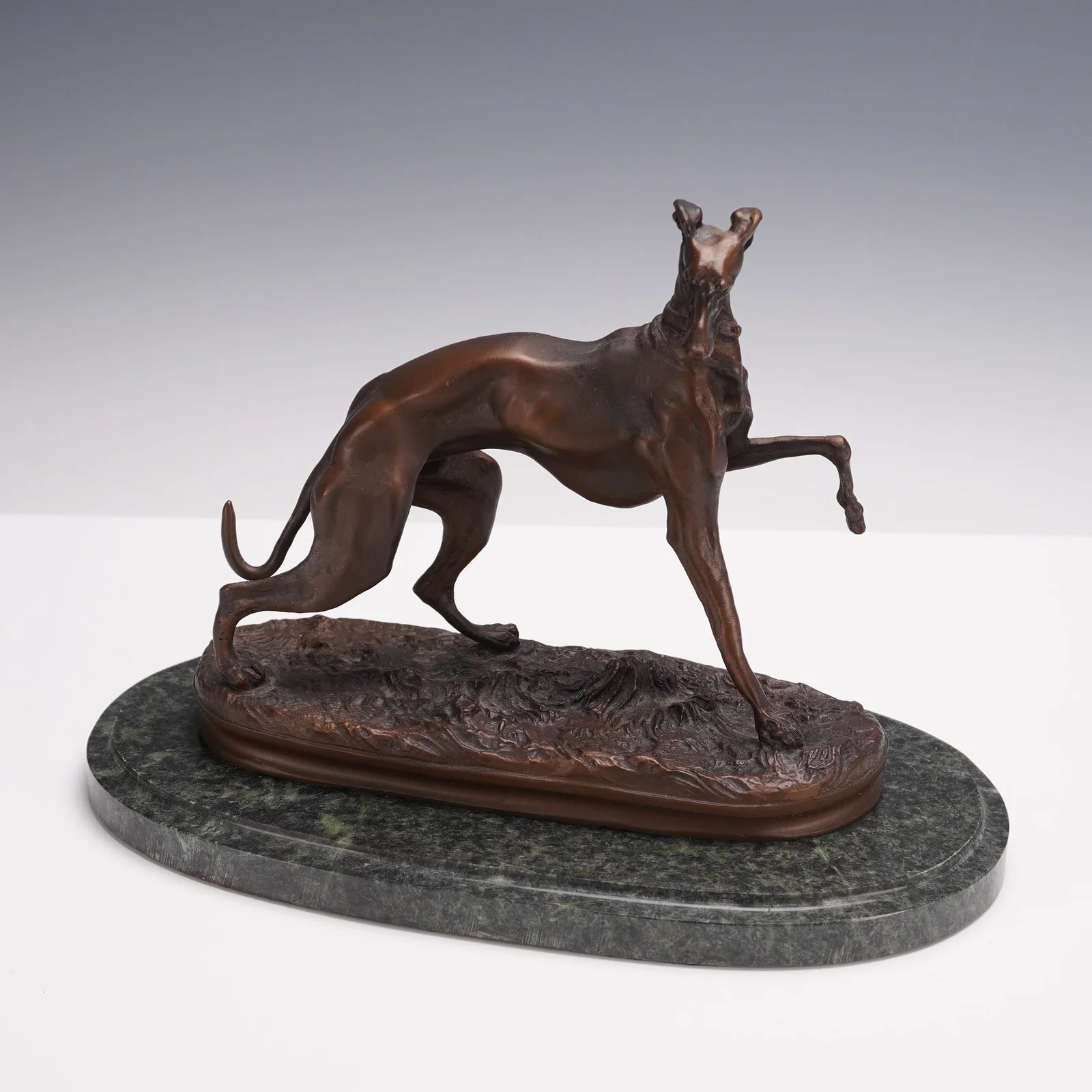 P.J. Mene (Aft.) Bronze Greyhound Sculpture on Marble Base