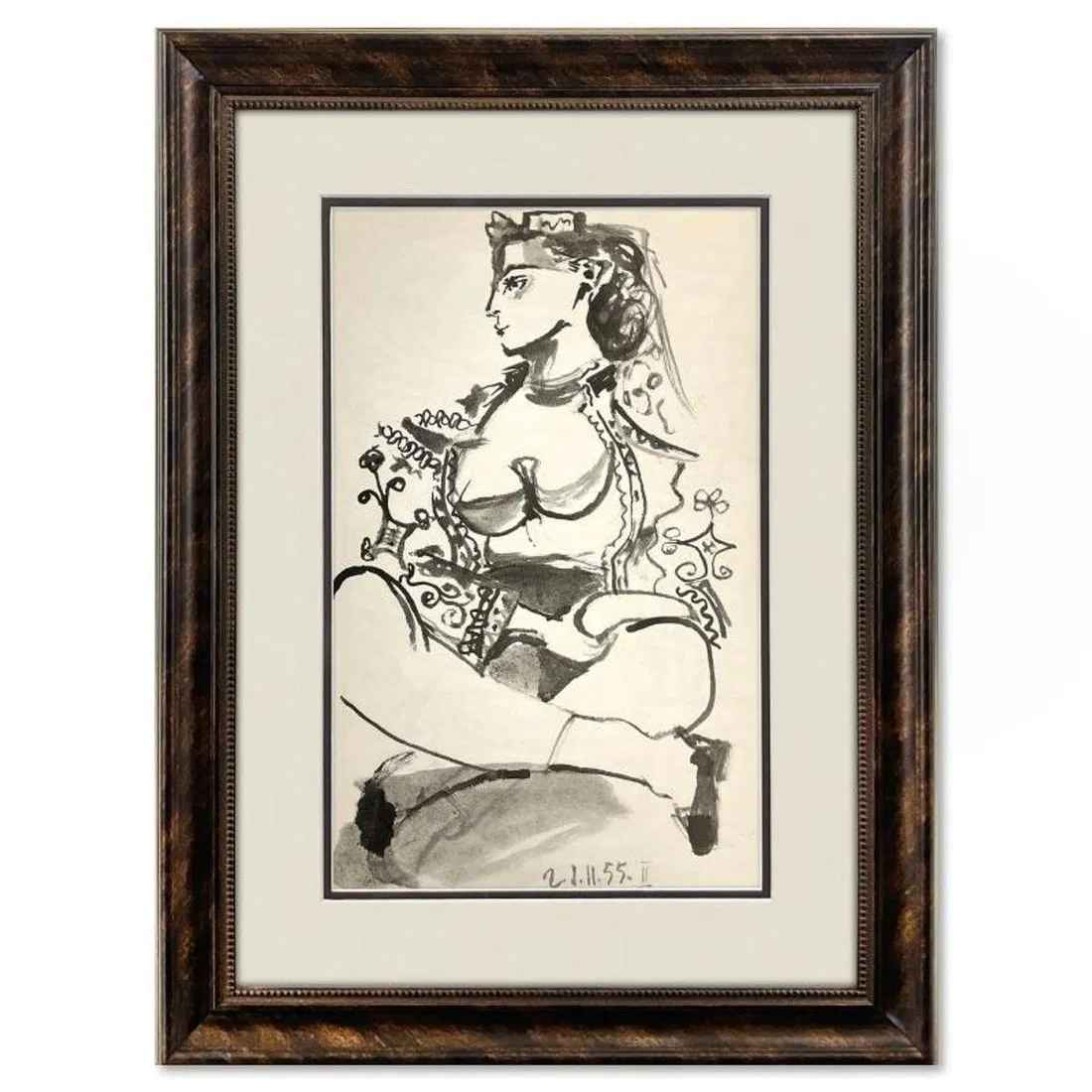 Pablo Picasso (1881-1973), "Carnet de Californie 21.11.55-II" Framed Vintage Lithograph on Paper