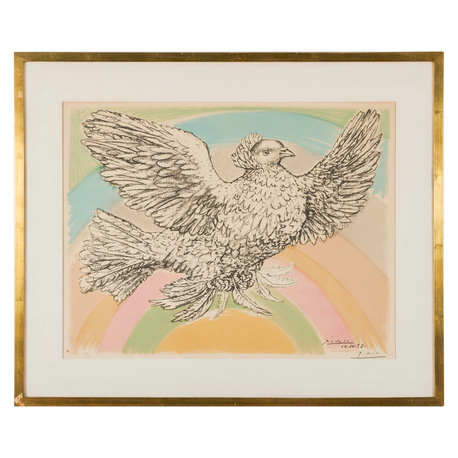 Pablo Picasso (1881-1973): Colombe vollant (l'arc en ciel)