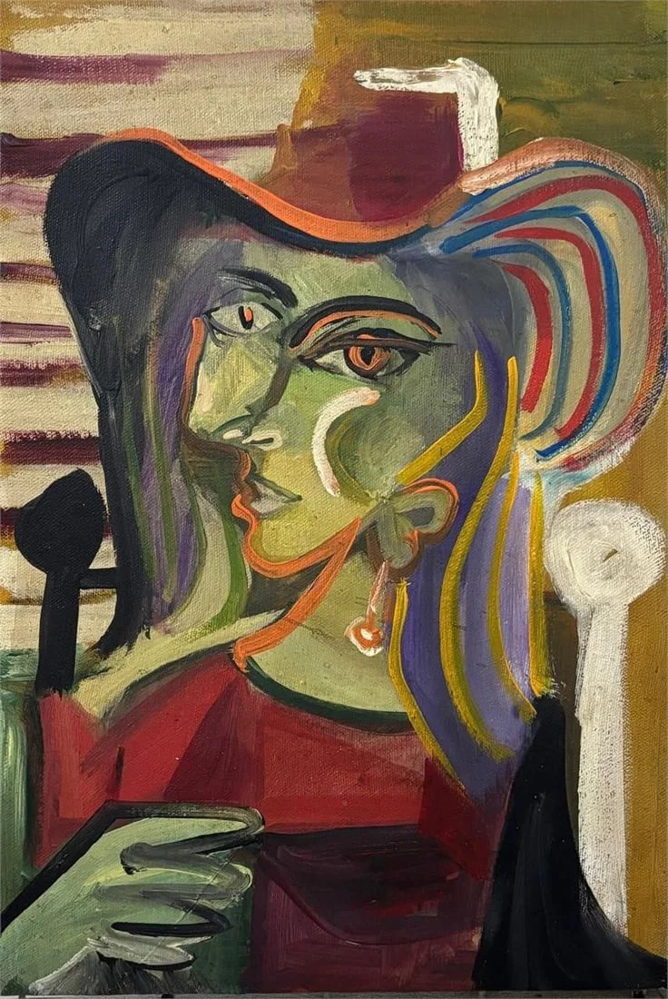 Pablo Picasso 1881–1973 Spanish Oil on Canvas In the Style of. Cubism, Picasso, Modernist Era.