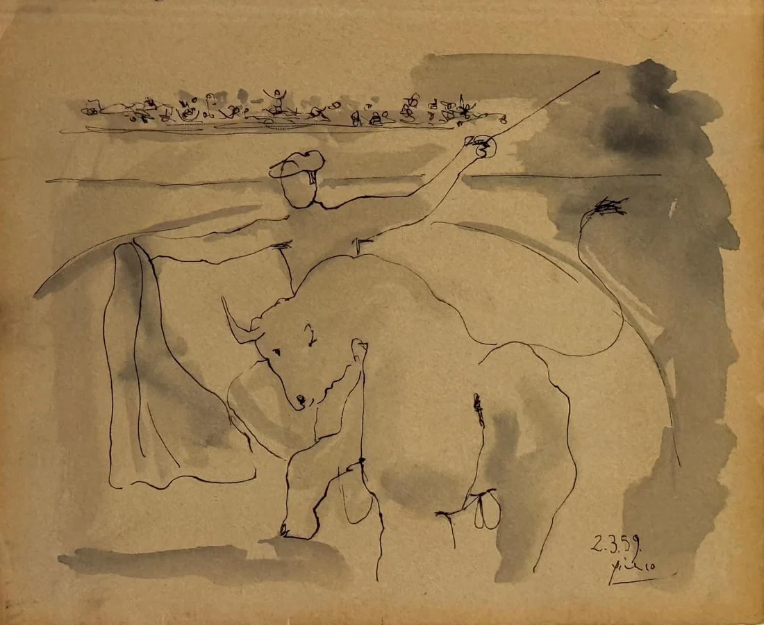 Pablo Picasso, Ink and gouache on paper (La Tauromaquia).