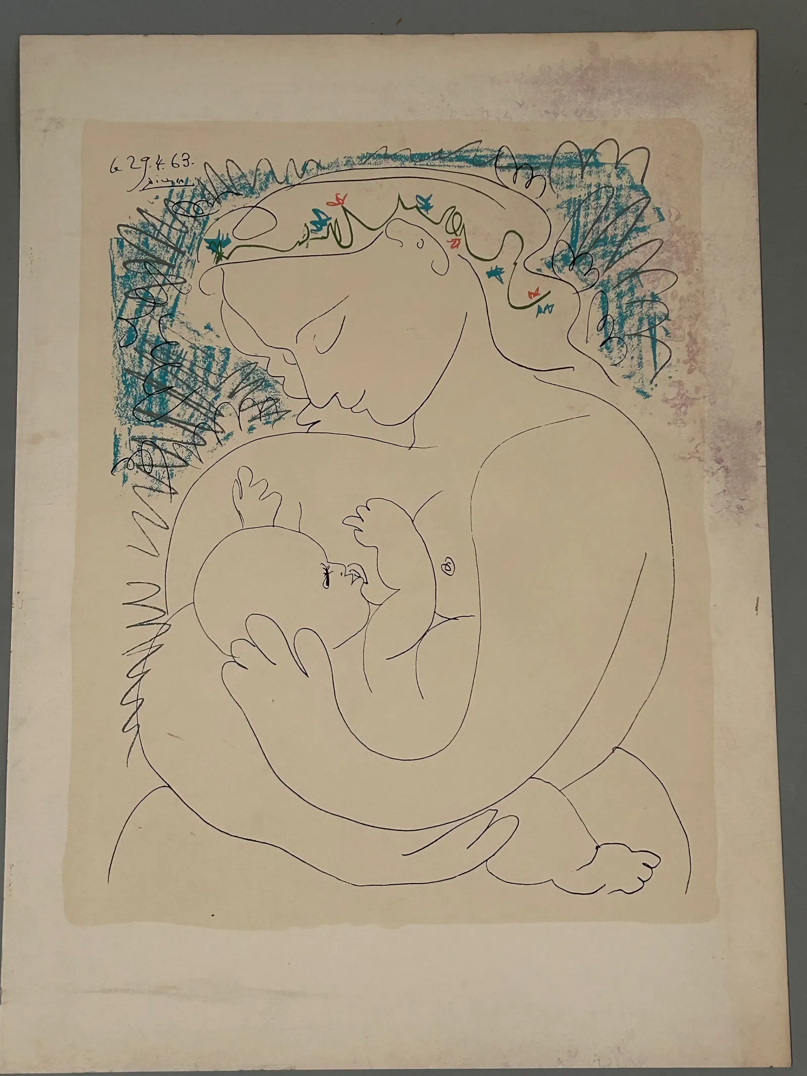 Pablo Picasso (Spanish, 1881–1973) Maternité (Mother and Child), dated 29.4.63