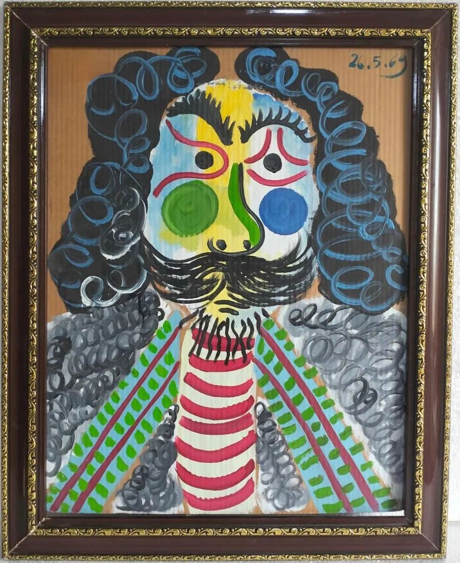 Pablo Picasso Spanish 1881-1973 Oil/Cardboard in the Style of Picasso. Magritte & Chagall Era