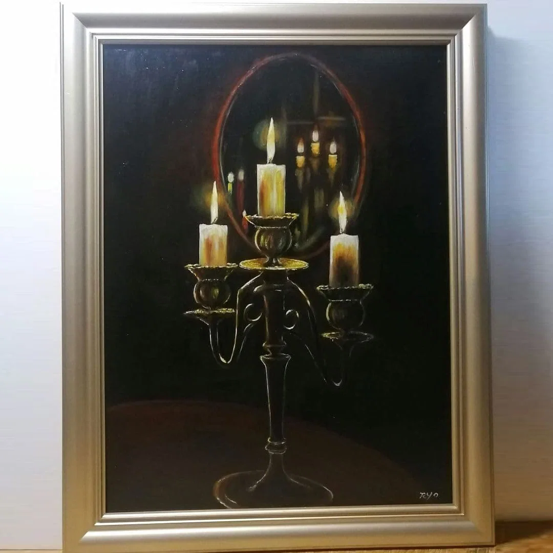 Painting, candlestick Oil Painting, Frame, Wooden Panel, Easel, Oil Paints