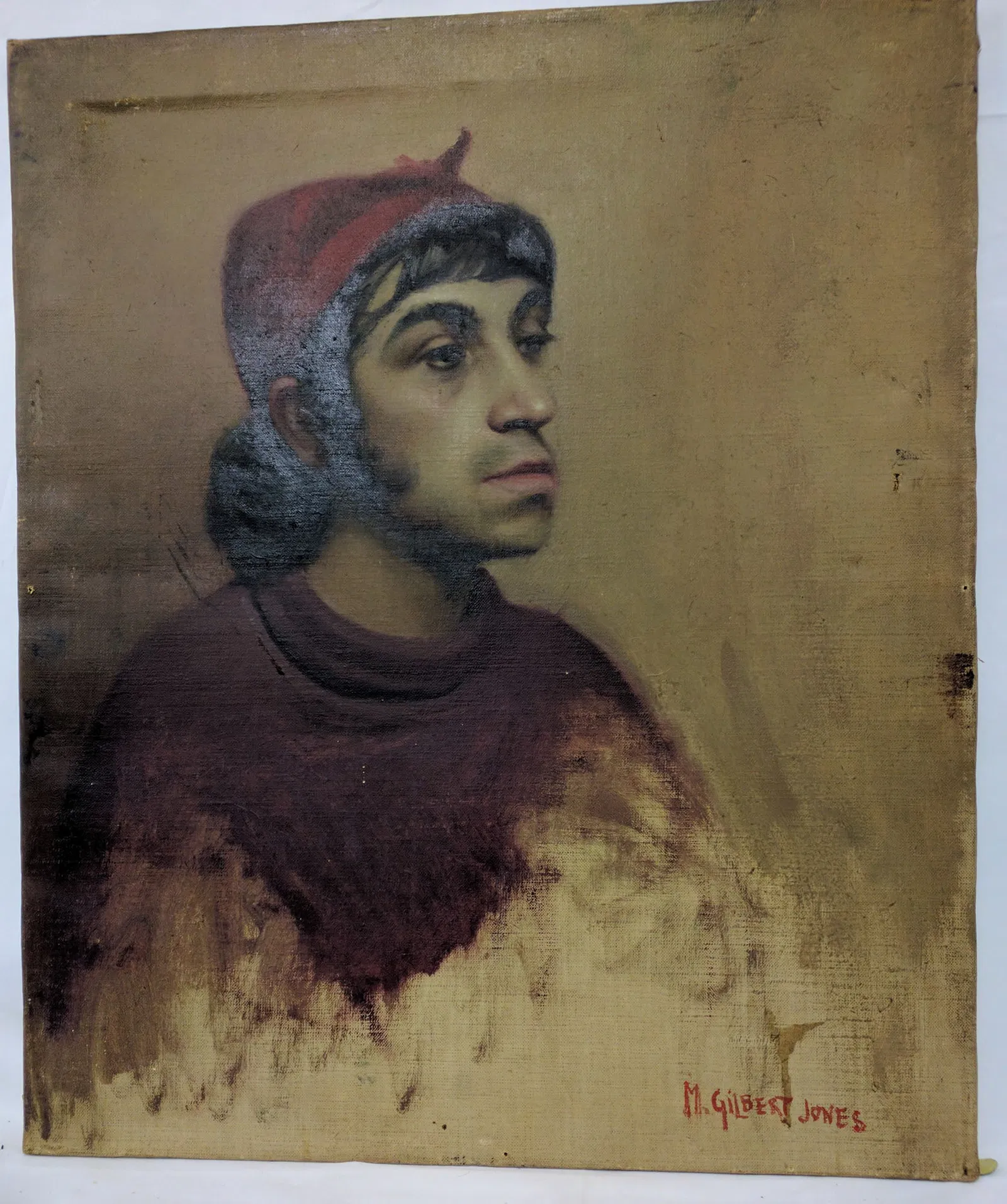 Painting, Head of a Man, by M. Gilbert Jones