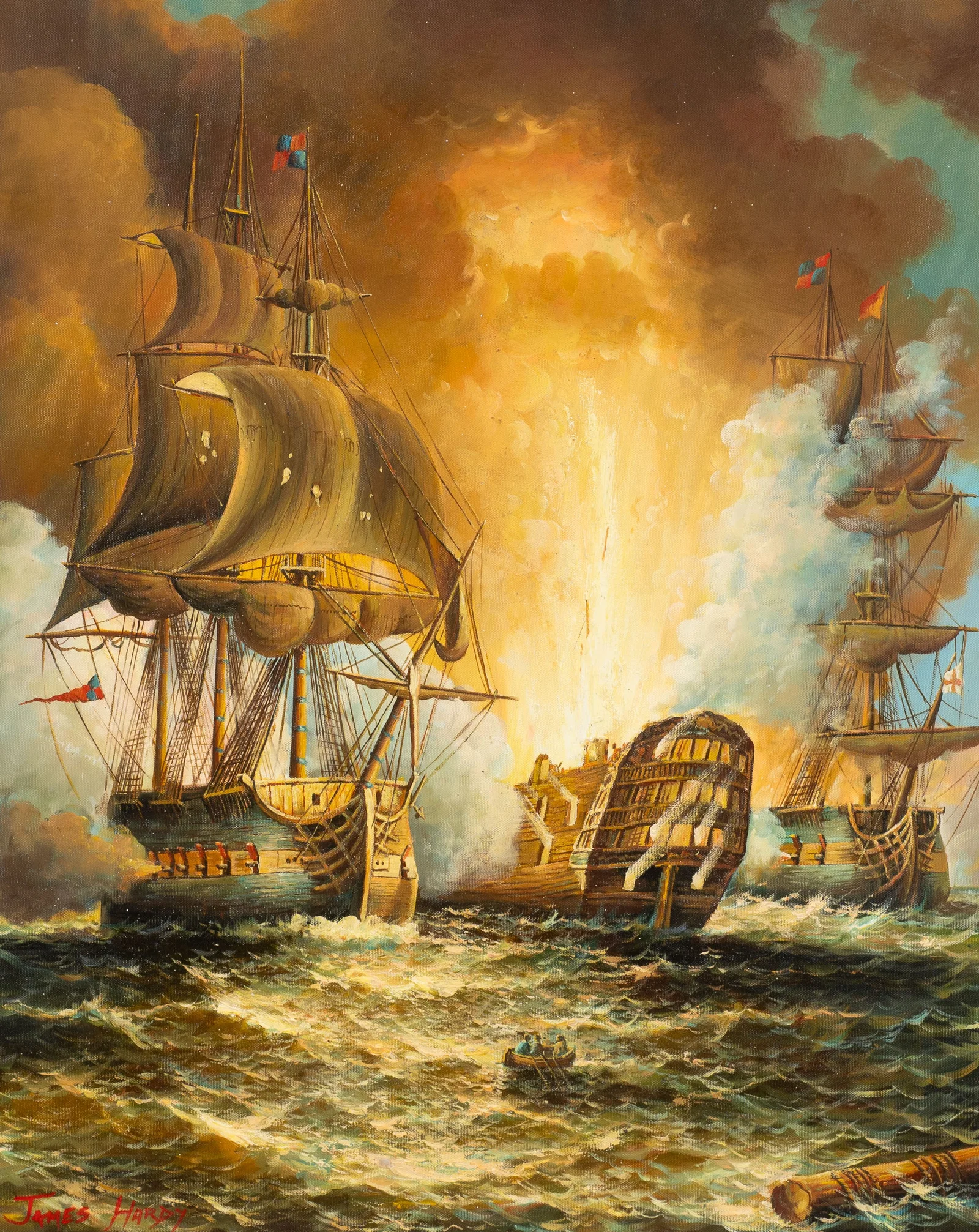Painting of Maritime Naval Battle, James Hardy.