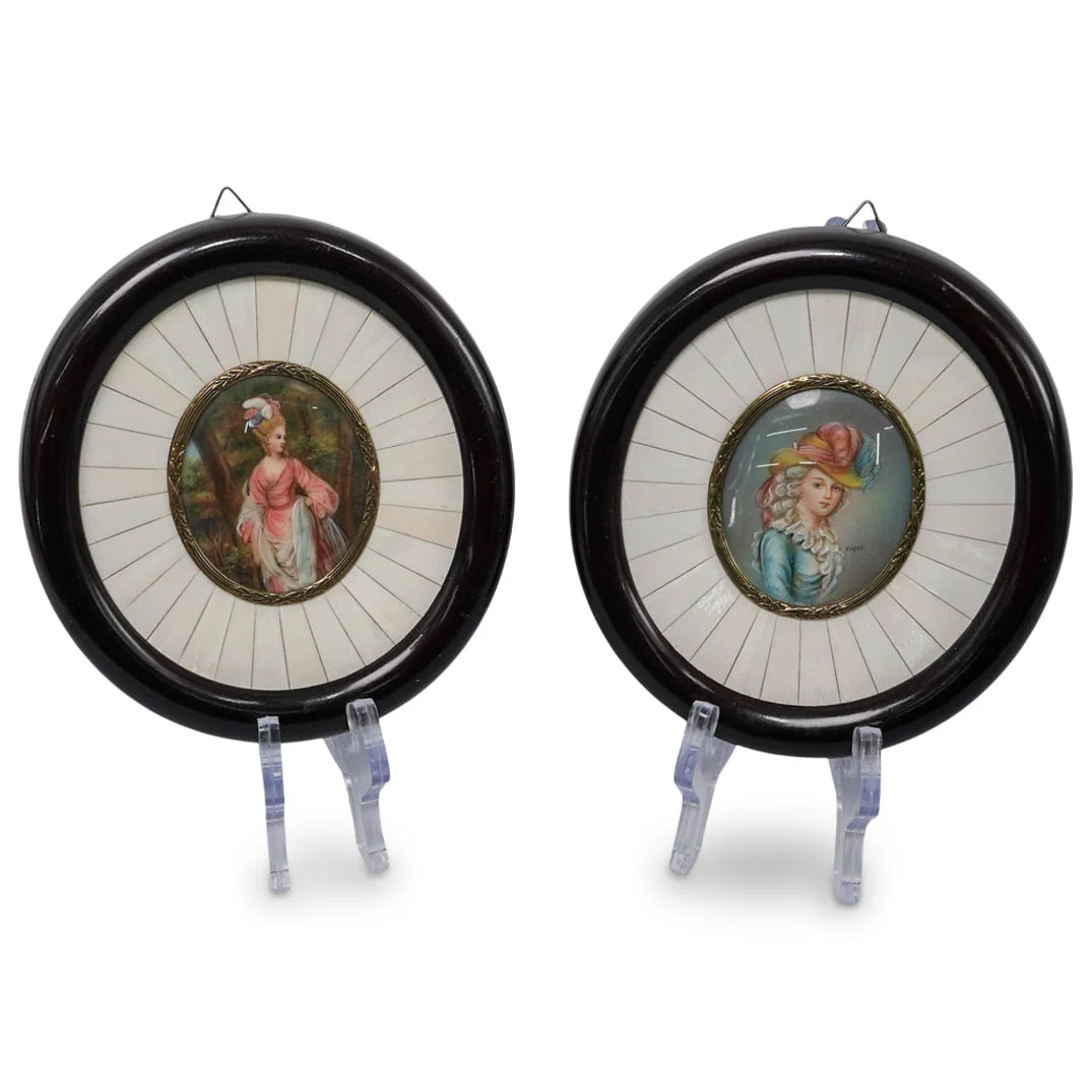 Pair After Constance Mayer Miniature Bone Portraits