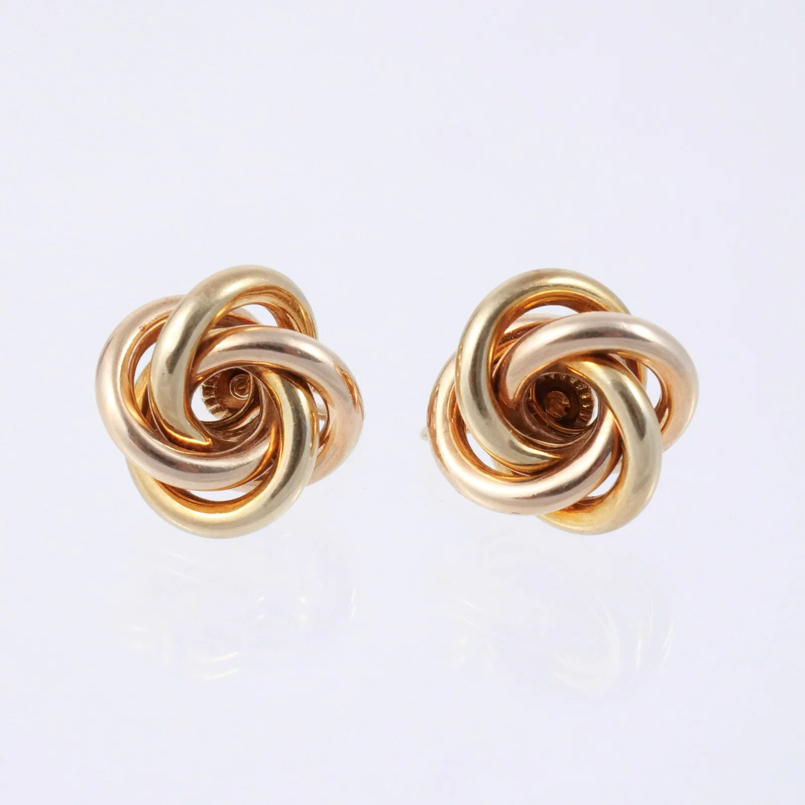 PAIR of 14K YELLOW & ROSE GOLD KNOT EAR CLIPS