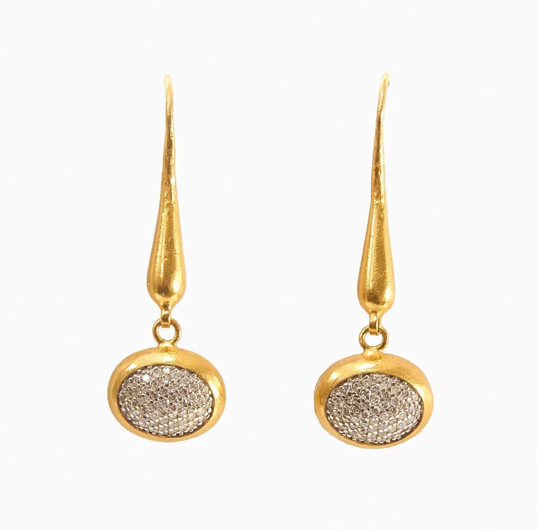 Pair of 24k and Diamond Gurhan Earrings