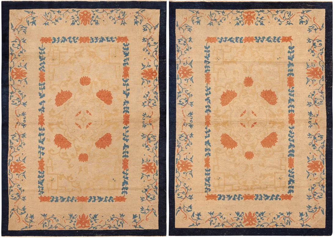 Pair of Antique Chinese Rugs 5 ft 9 in x 4 ft 1 in (1.75 m x 1.24 m)