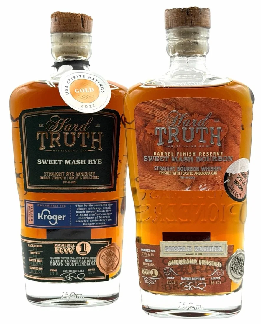 Pair Of Hard Truth Sweet Mash Rye Whiskey 121.8 Proof 750ML & Sweet Mash Bourbon 113.3 Proof 750ML