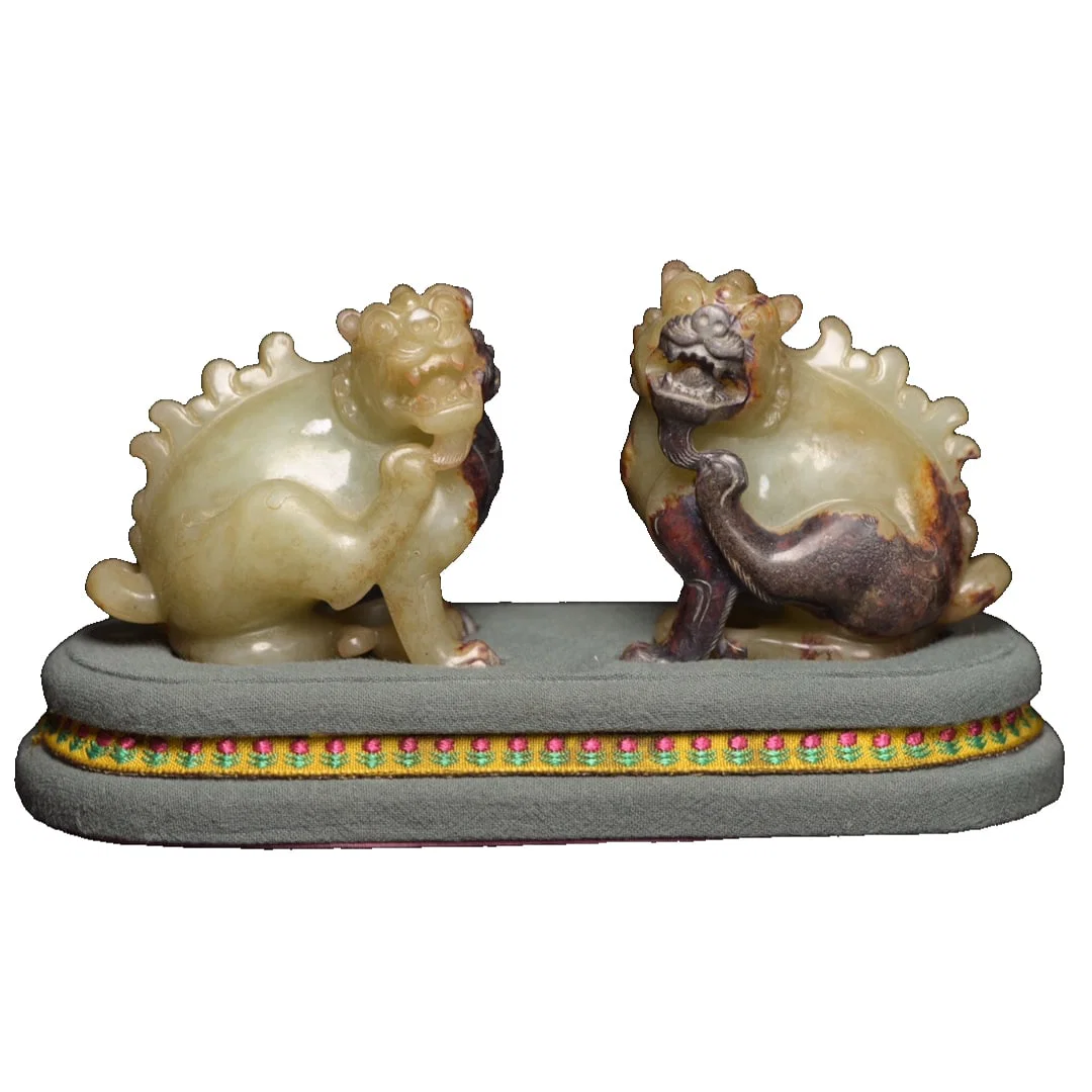 Pair of Hetian Jade Beasts