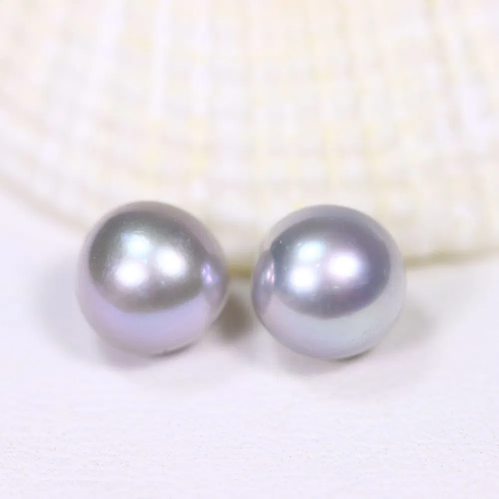 Pair of Pearl 6.5mm, 3.89cts Greyish Freshwater Pearl - No Hole Drill , 960E