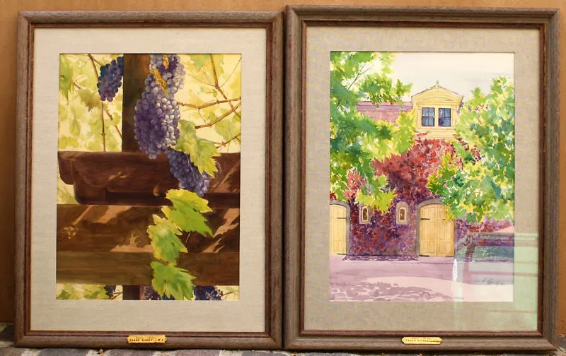 Pair of Signed Watercolors by Frank Kinney IWS Napa Valley Art