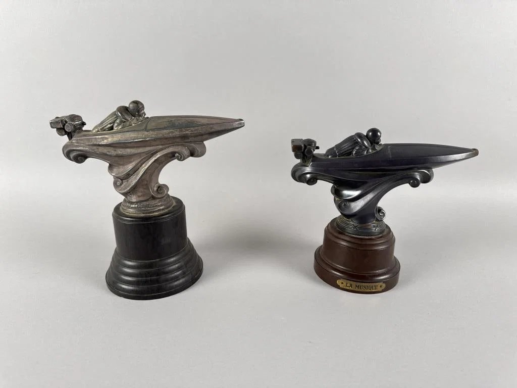 PAIR OF VINTAGE SPEEDBOAT TROPHIES 20th Century Heights 7.5" and 8.5".