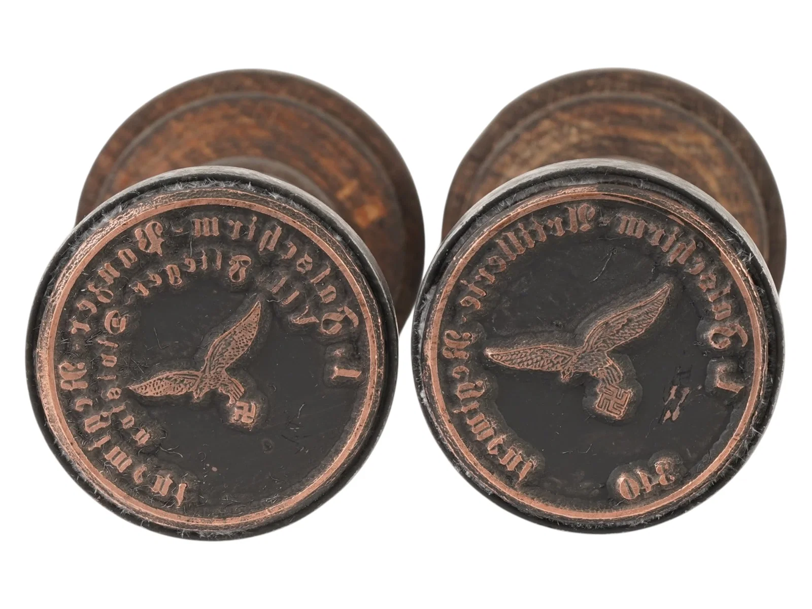 PAIR OF WWII MODEL GERMAN LUFTWAFFE HAND STAMPS