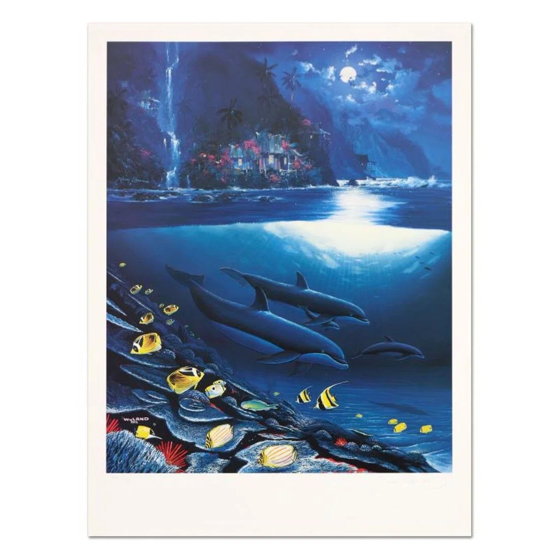 Paradise Limited Edition Lithograph by Wyland and Jim Coleman, Numbered and Hand Signed with