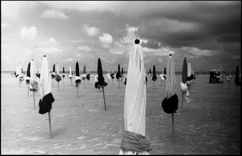 Parasols, Deauville Beach, France - Silver Gelatin