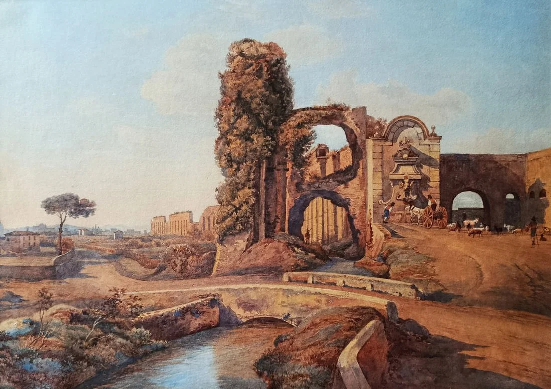 Pastel painting An ancient historical site Unknown artist