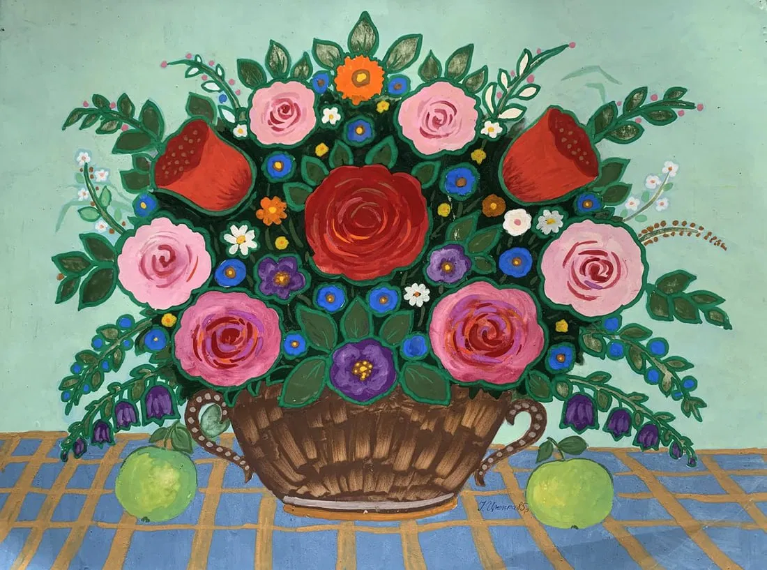 Pastel painting Flowers in the arms of a vine Ivan Tsyupka