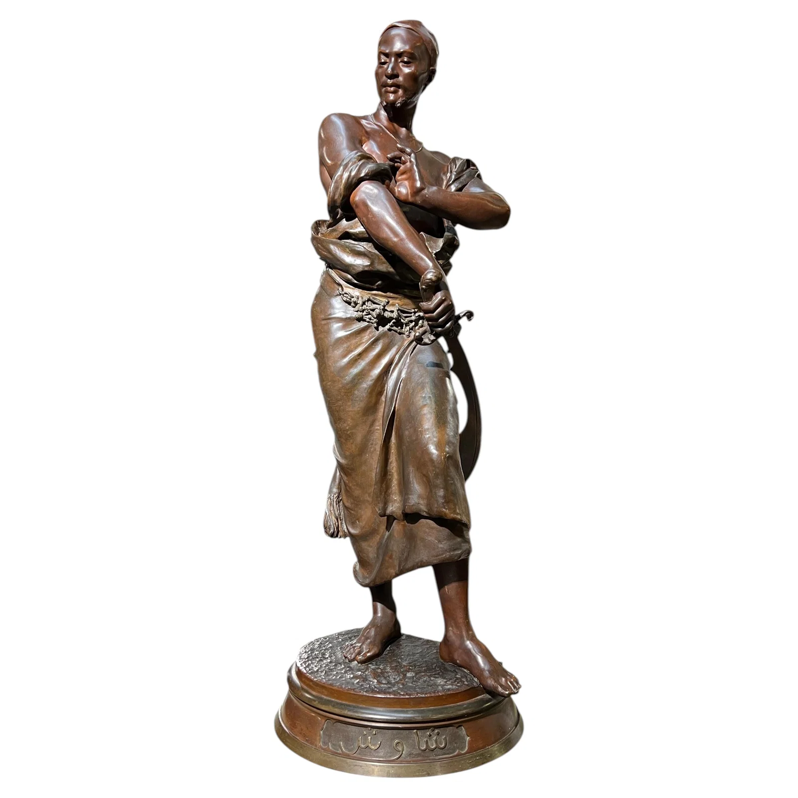 Patinated Bronze Arabian Guard Statue After Georges-Charles Coudray
