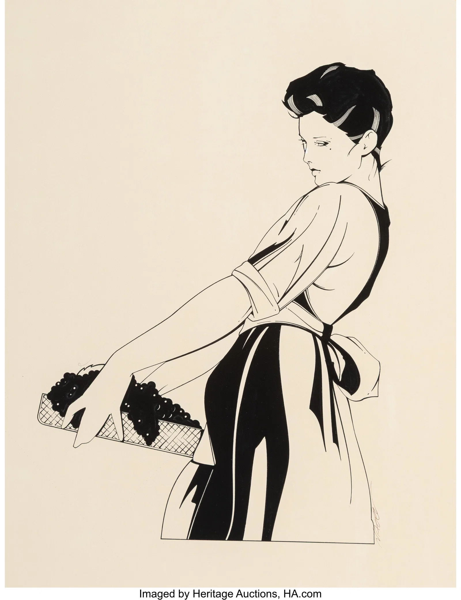 Patrick Nagel (American, 1945-1984) Woman with G