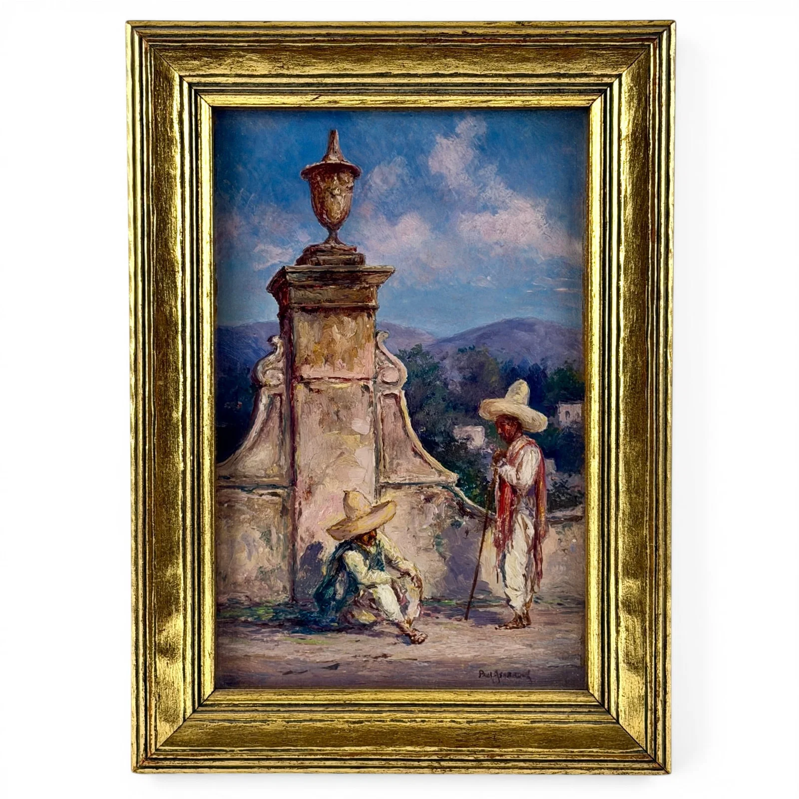 Paul Ashbrook Mexican Oil on Board Scene