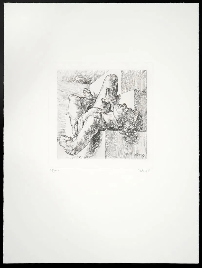 Paul Cadmus 'Nude on Ledges' Etching