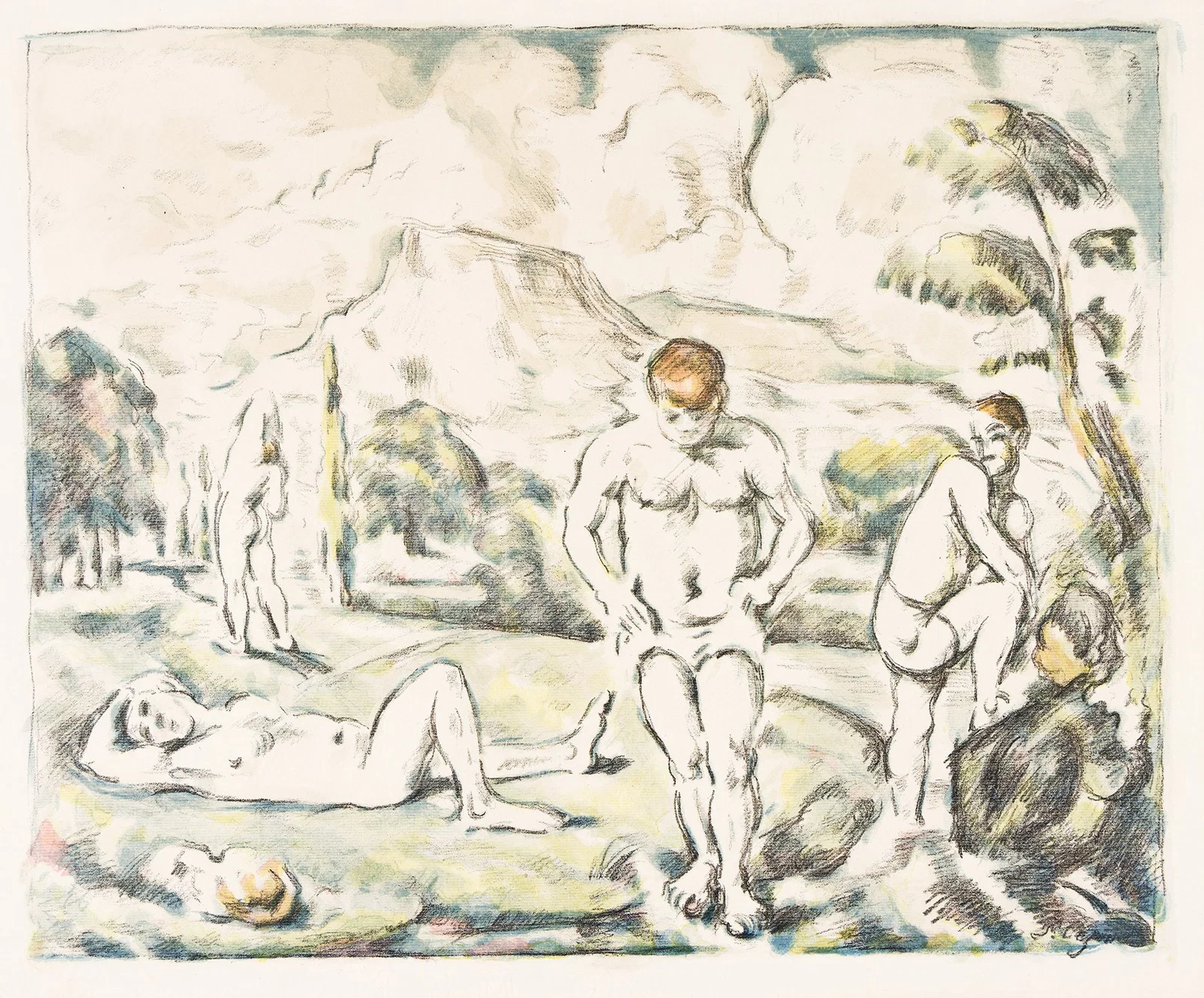 Paul Cézanne (1839-1906), Les Baigneurs (grande planche), circa 1896-98.