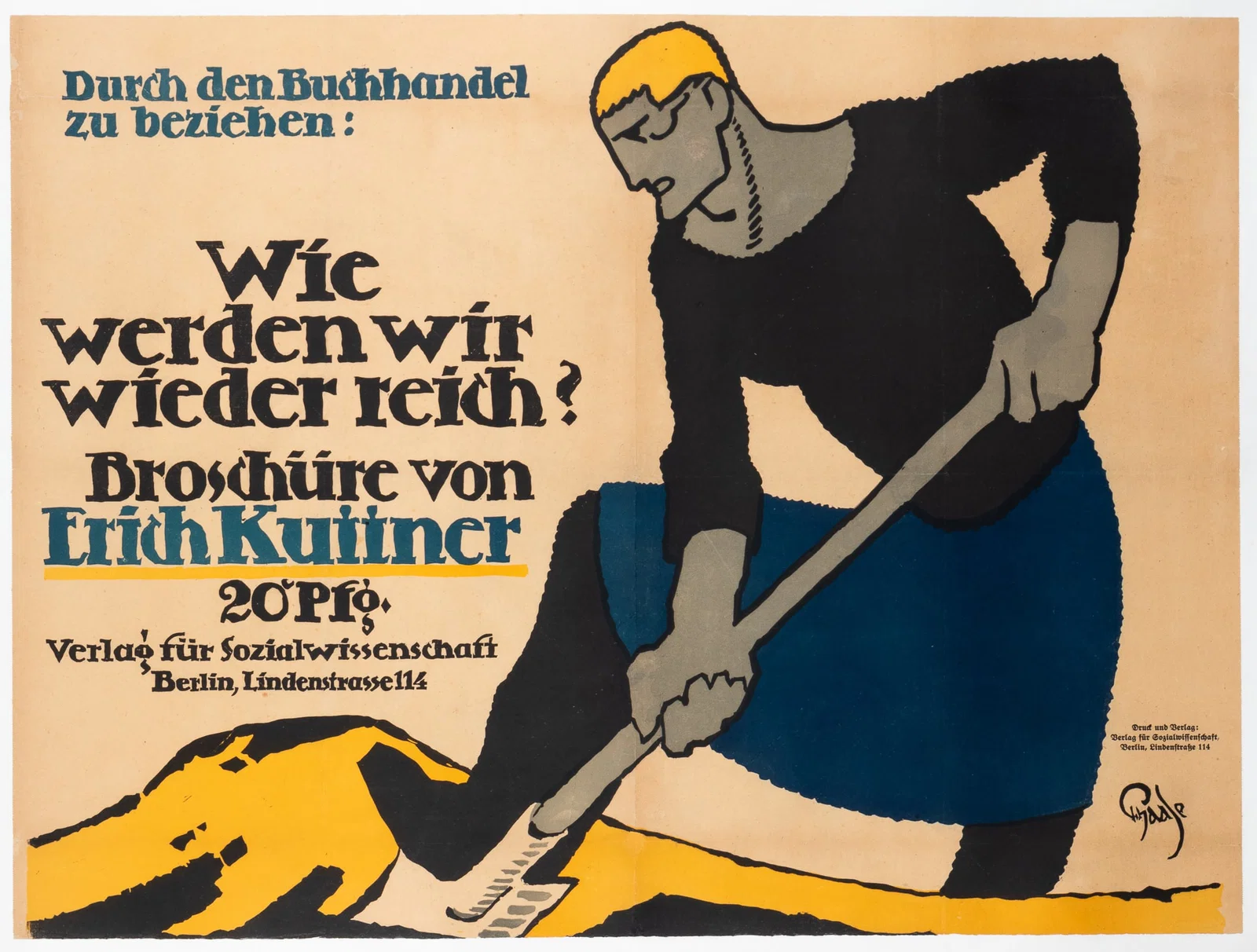PAUL HAASE 1919 GERMAN POSTER ERICH KUTTNER WIE WERDEN WIR WIEDER REICH