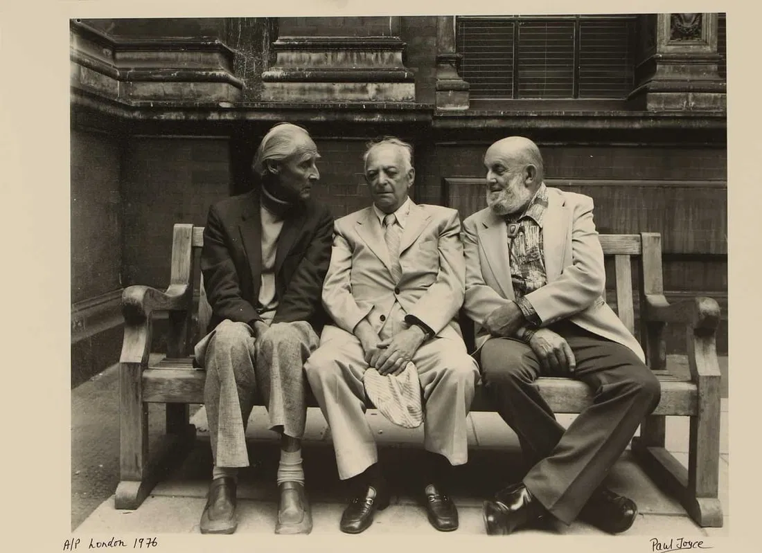 ▲ Paul Joyce (British, b.1940) Triple portrait of Bill Brandt, Brassaï and Ansel Adams,