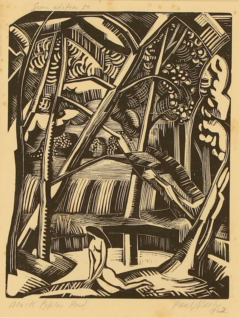 Paul Nash (British, 1889-1946) 'Black Poplar Pond'