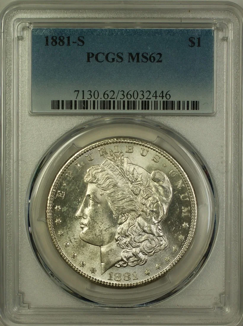 PCGS MS62 1881 San Francisco Morgan Silver Dollar Uncirculated Coin