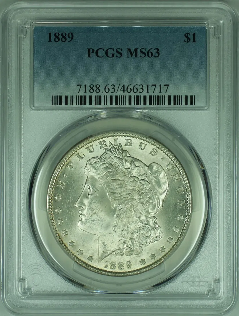 PCGS MS63 Certified 1889 Morgan Dollar Uncirculated Philadelphia Silver Coin