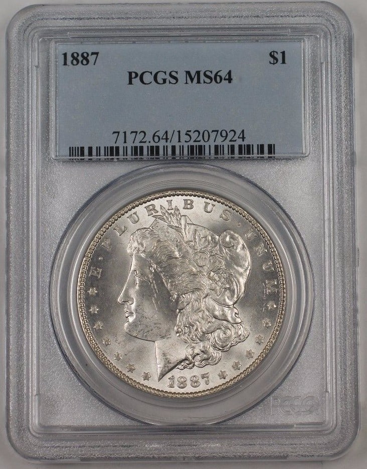 PCGS MS64 1887 Morgan Dollar Silver Coin Light Toning Uncirculated