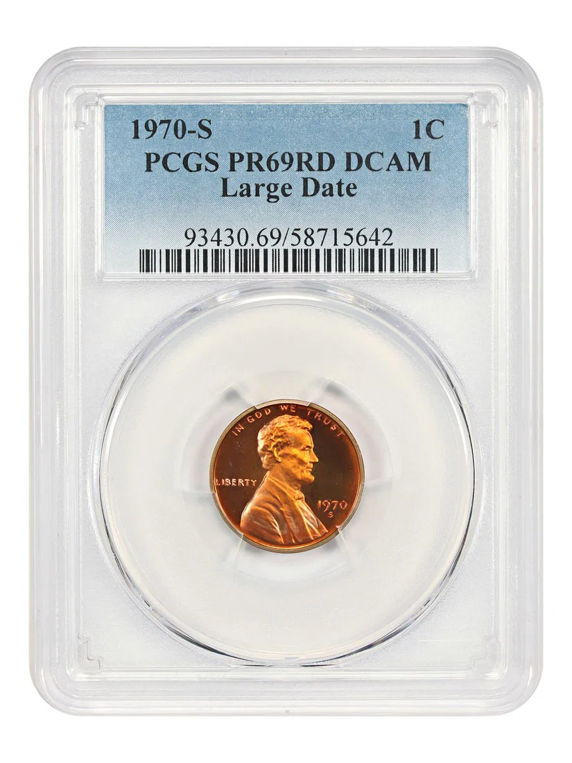 PCGS PR69RD DCAM 1970-S Large Date Lincoln Cent Proof Coin