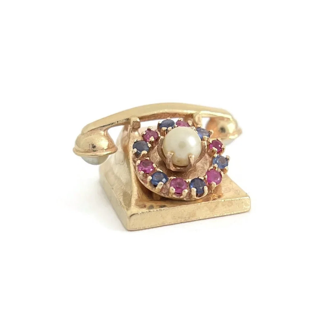 PEARL RUBY SAPPHIRE TELEPHONE CHARM